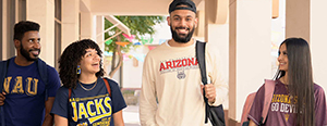 Students visiting and laughing