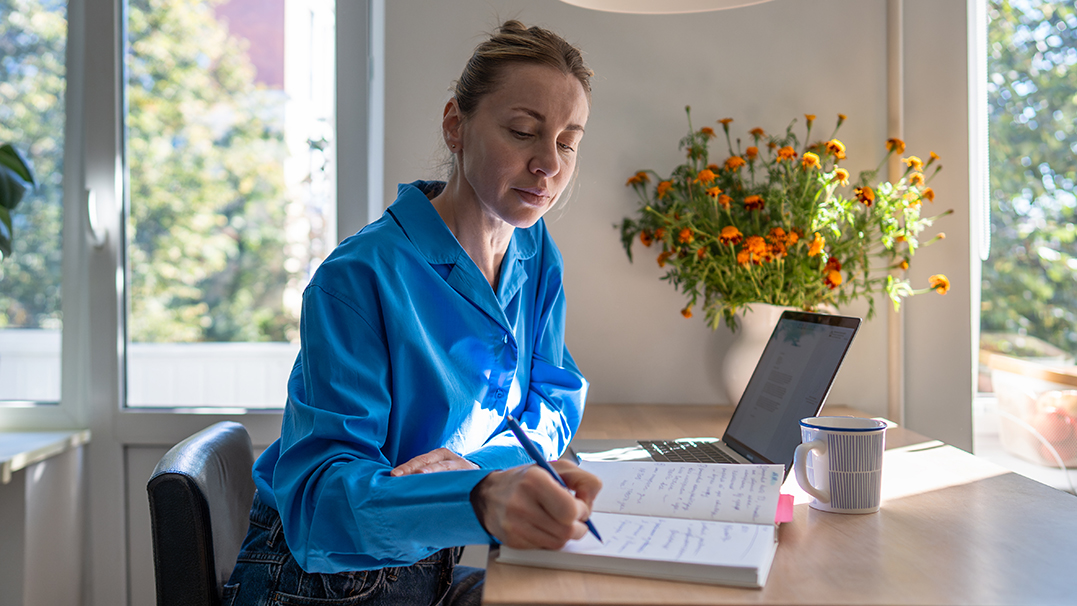 Adult learner studying