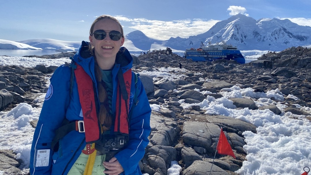 Madison Eklund, shown here during her Gilman scholarship trip to Antarctica, studied through ASU Online and graduated in December with a degree in conservation biology and ecology. 