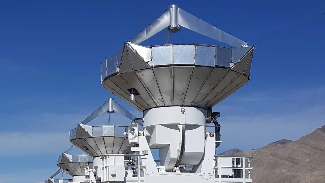 The Arizona Array is pictured, a collection of radio antennae that will gather images of satellites 